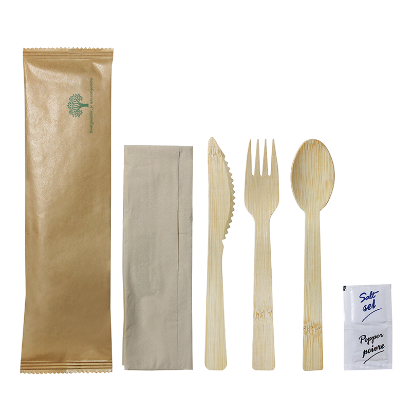 Kit couverts bois biodégradable 4 en 1