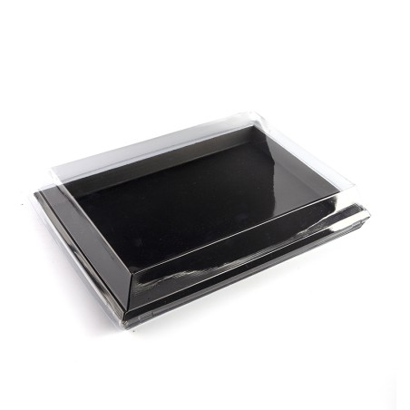 PACKNFOOD Plateau Traiteur Noir Lot De 50 - 320x240x15mm - Carton Biodégradable
