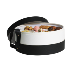 Achat Boîte ronde Lux 2 étages noir et blanc – Présentation élégante