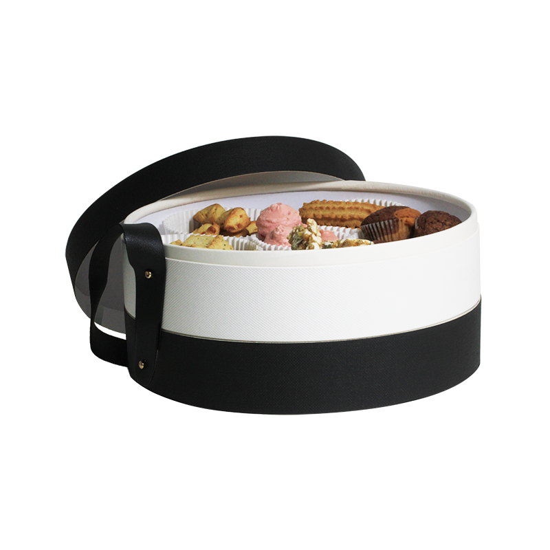 Achat Boîte ronde Lux 2 étages noir et blanc – Présentation élégante
