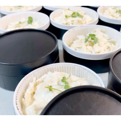 Achat Boîte Lux ronde noire imitation cuir – Emballage traiteur premium