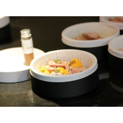 Achat Boîte ronde Lux noir et blanc – Emballage alimentaire élégant