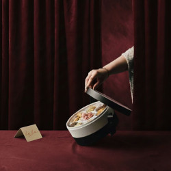 Achat Boîte ronde Lux 2 étages noir et blanc – Présentation élégante