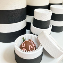 Achat Boîte ronde Lux noir et blanc – Emballage alimentaire élégant