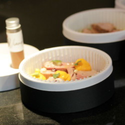 Achat Boîte ronde Lux noir et blanc – Emballage alimentaire élégant