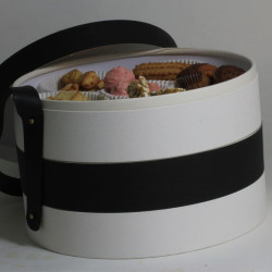 Achat Boîte ronde Lux 2 étages noir et blanc – Présentation élégante