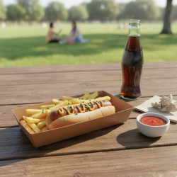 Assiette carton rect kraft 13.5*7.2H3.5CM