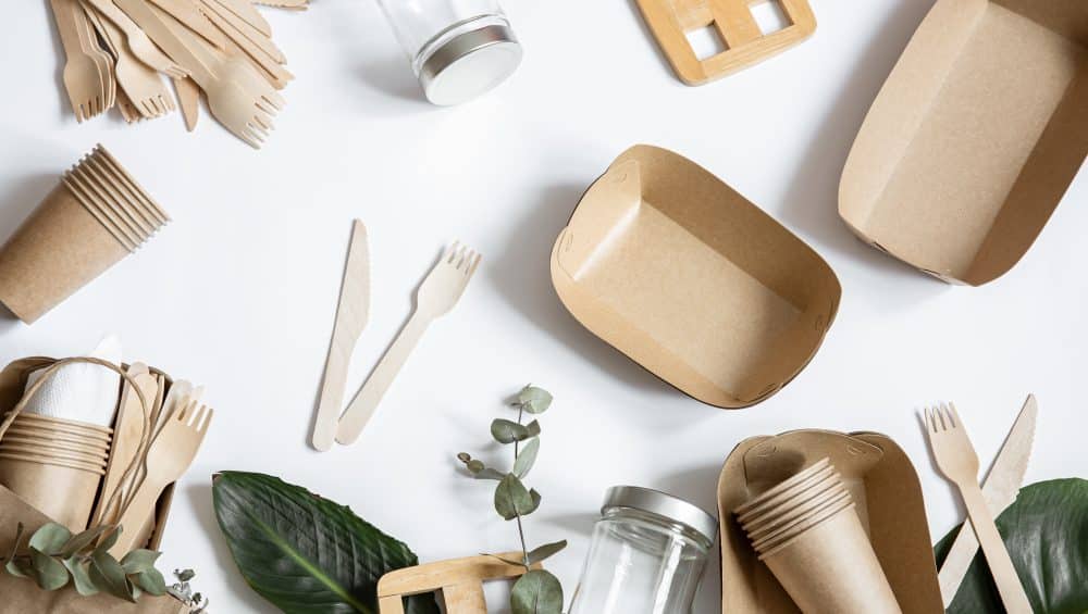 vaisselle ecologique jetable vaisselle jetable ecologique concept sauver planete rejet du plastique